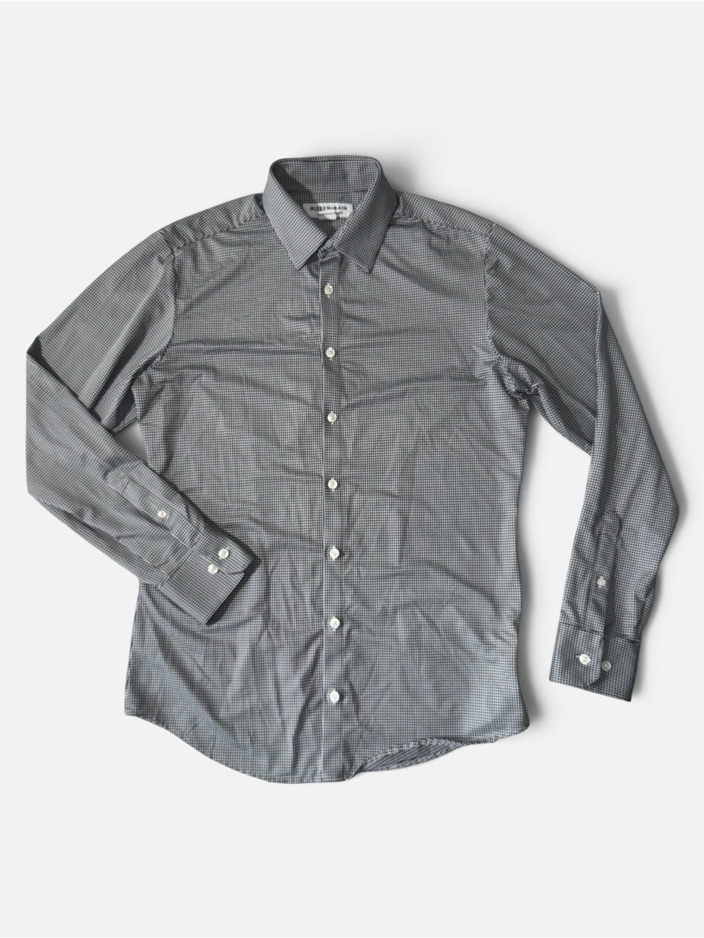 Mizzen + Main mens S Small trim fit grey white check performance stretch shirt